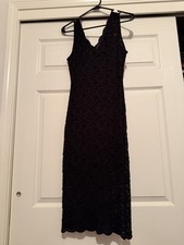 Black Lace Sleeveless Knee Length Dress Size Small GUC