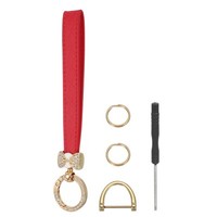 Leder SchlüSselanhäNger Auto SchlüSselanhäNger Halter Mit Schleife Gold/Rot