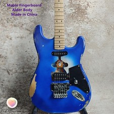 Custom Electric Guitar ST: Relic Blue Finish, Alder Body, Maple Fingerboard