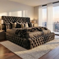 AMBASSADOR BED WITH MATTRESS CHESTERFIELD CRUSH PLATFORM  | DOUBLE - KING BED UK