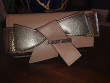 River Island Pink & Gold 3D Bow Clip Top Foldover Purse Brand New