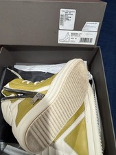 Rick Owens LMU Geobasket High Top Leather Sneakers Yellow White Lace Up Zip