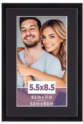 5.5x8.5 Frame Black With Black Picture Mat For 5.5x8.5 Photo - Black 8.5x11 Fram