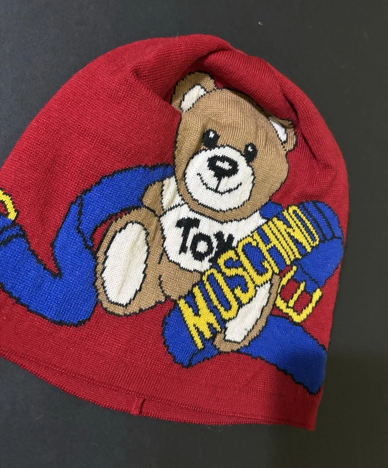 Cappello Moschino Woman rosso face teddy Lana  Donna Nuova - Immagine 2 di 4