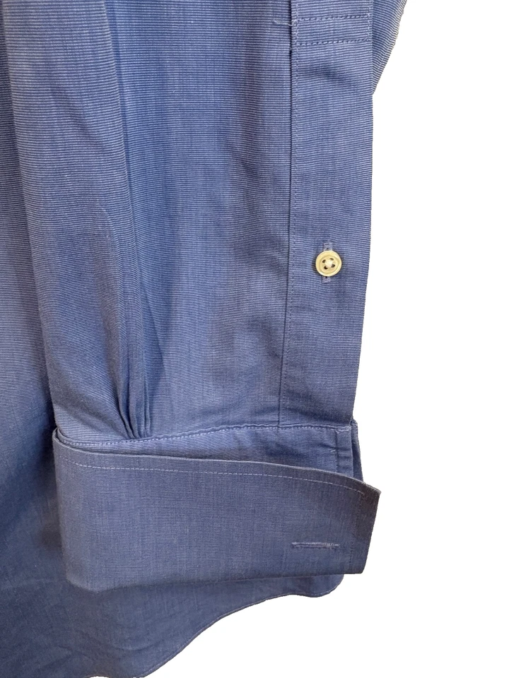 Camisa de vestir Brooks Brothers para hombre 15,5-32 calce ajustado azul puño francés todo algodón Foto 3 de 4