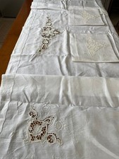 LENZUOLO MATRIM. CON FEDERE VINTAGE IN LINO BIANCO RICAMO A MANO E PIZZO BURANO