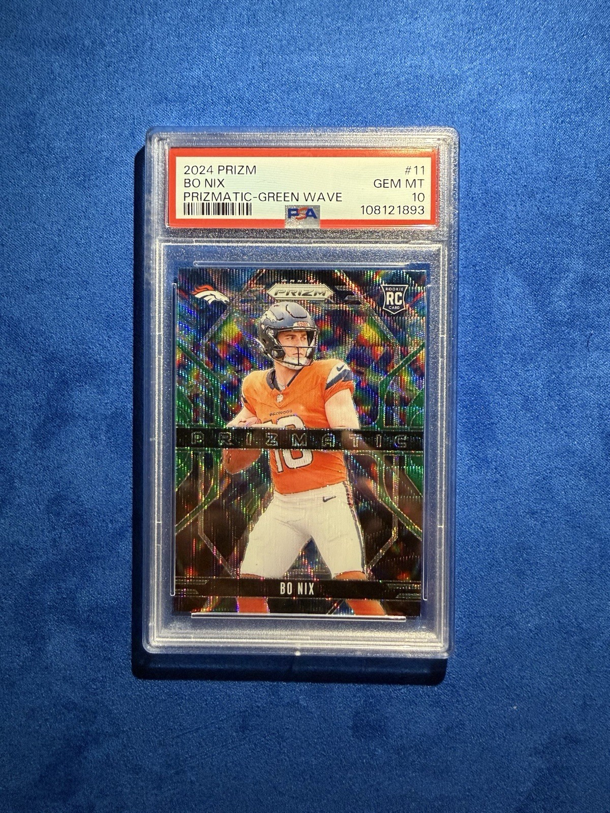 Bo Nix Panini Prizm Prizmatic #11 Green Wave