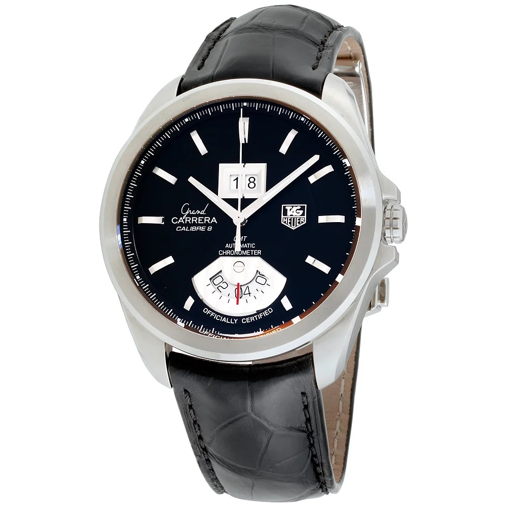 Tag Heuer Grand Carrera Black Dial Leather Strap Mens Watch WAV5111 FC6225