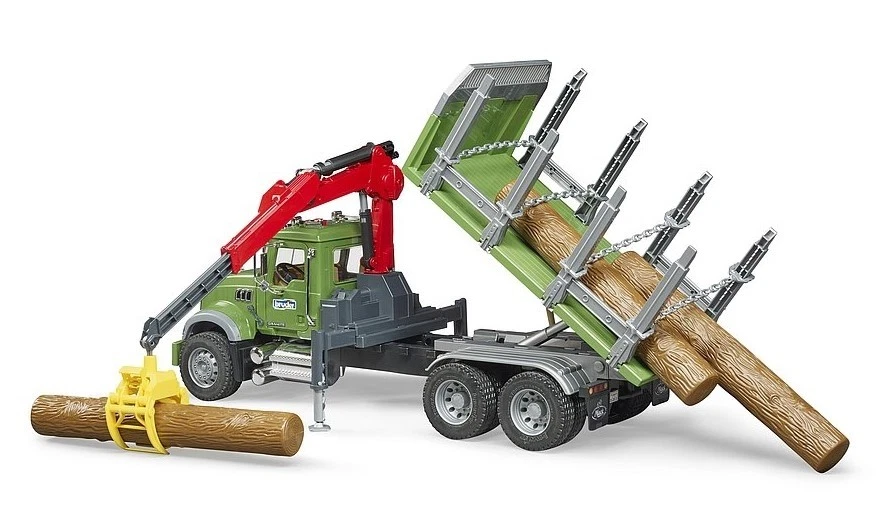 BRUDER, Autocarro per trasporto legna MACK GRANITO con gru e tronchi, 1/16,  ... - Immagine 3 di 4