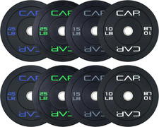 CAP 2-Inch Olympic Bumper Plate Weight Set  100-370 Lbs  Multiple Colors  Sto