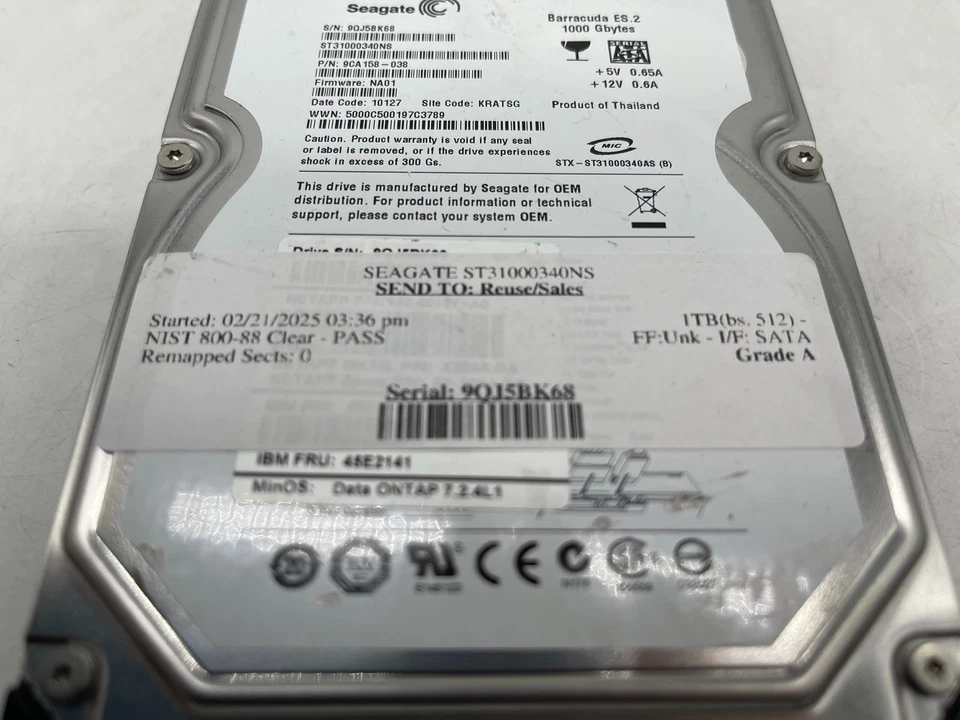 Seagate ST31000340NS 1TB SATA 3.5" Internal Hard Drive GRADE A FREE S/H - Image 4 of 4