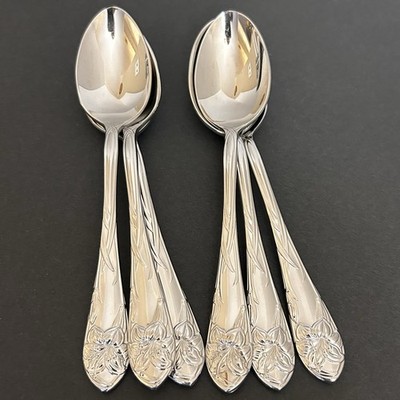 Gohram ROYAL LILY Stainless Tea Spoon Flatware Japan Set of 6 EUC