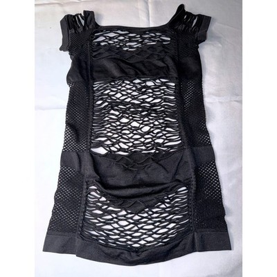 slim fit dress slacks Starry Mesh Black Dress for Music Festivals