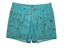Hollister Swim Trunks Men's Medium Pelican Aqua Nautical Ocean Beachy Vibes