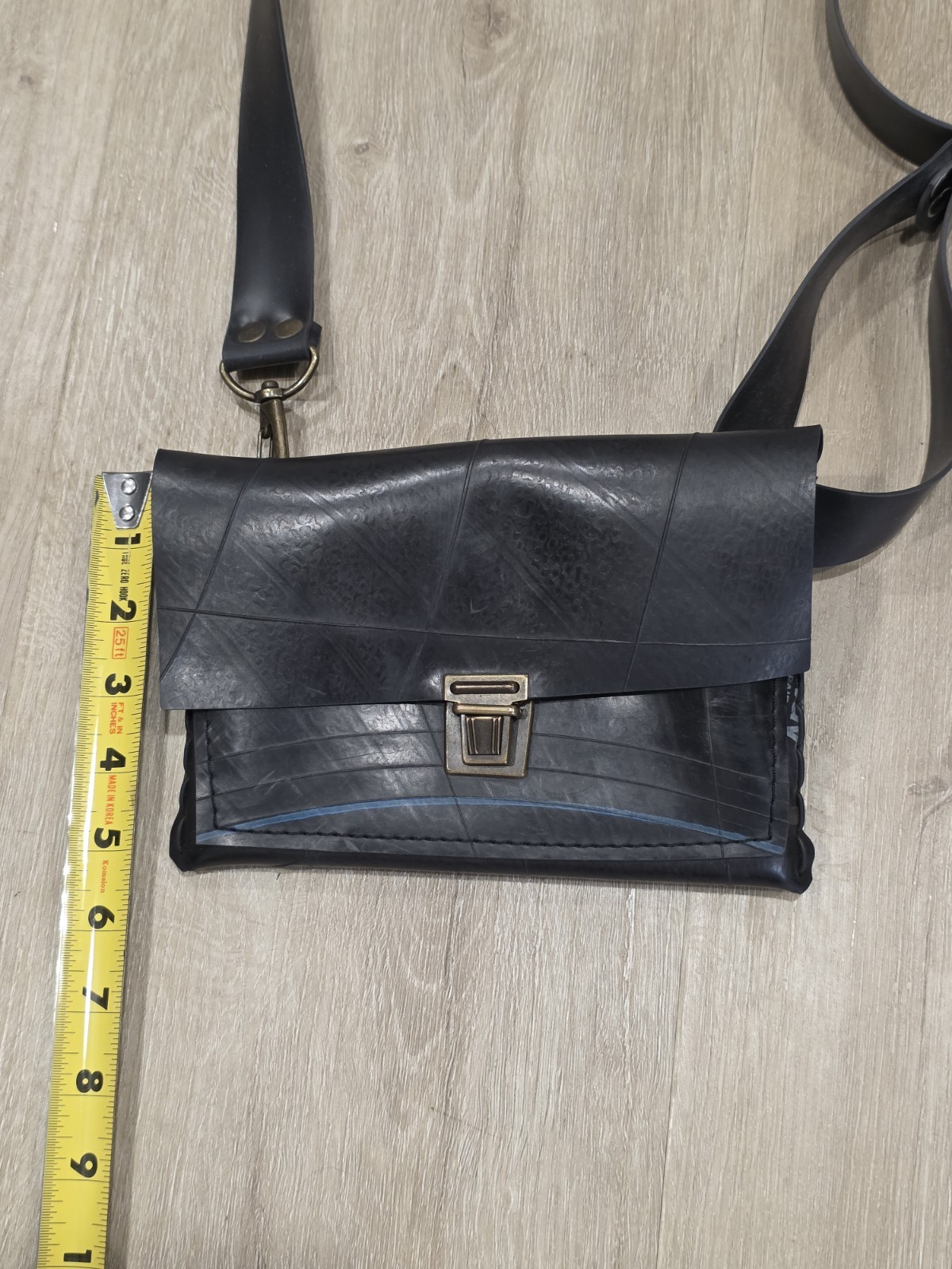 Vintage Asymmetric Rectangular Recycled Black Rub… - image 14