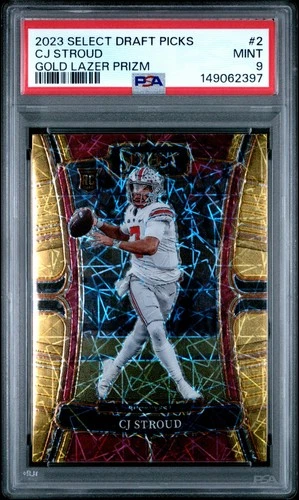 2023 Panini Select Draft Picks CJ Stroud Gold Laser Prizm - PSA 9