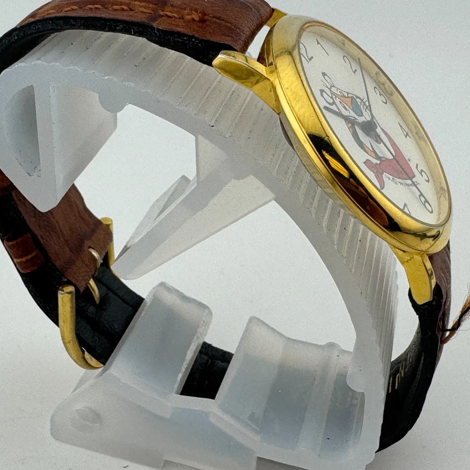 Reloj de Cuarzo Kellogg Tony Vintage Hombre Tono Dorado Cuero Delgado Analógico Batería Nueva Foto 3 de 4