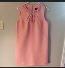 Tahari Rubella Soft coral Jeweled Neckline Dress. size 14 NWOT