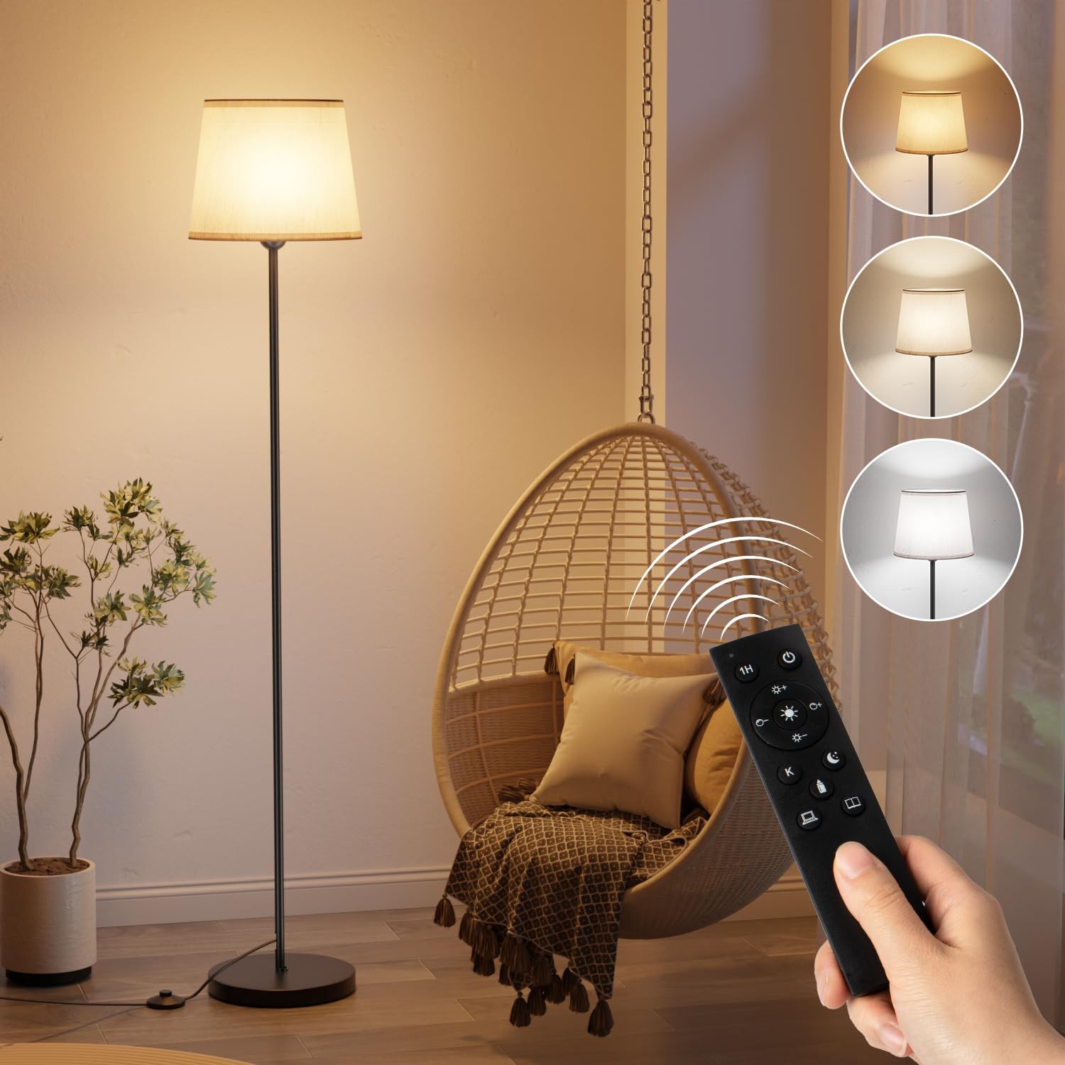 Lampadaire salon LED télécommandé anti-fatigue visuelle 12 modes