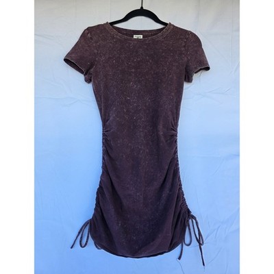 PINK Victoria's Secret Mineral Wash Ruched Side T-Shirt Dress Burgundy-Brown XS