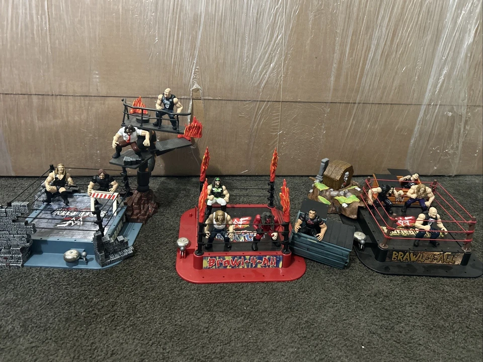 Lote de mini micro anillos WWF jakks Pacific Steel City Brawl 4 todos enterrados vivos Wwe Foto 4 de 4
