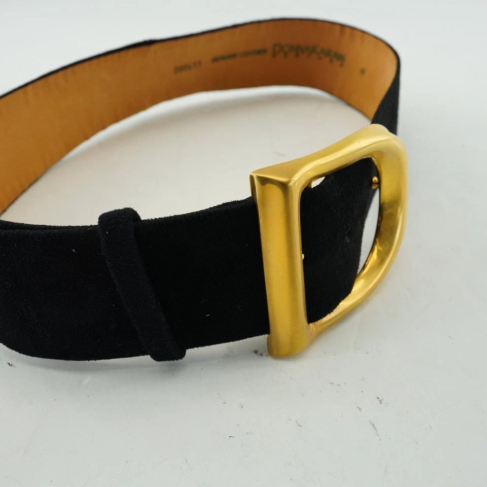 Vintage Donnan Karan M 200411 gamuza negra con hebilla de cuero color dorado Foto 2 de 4