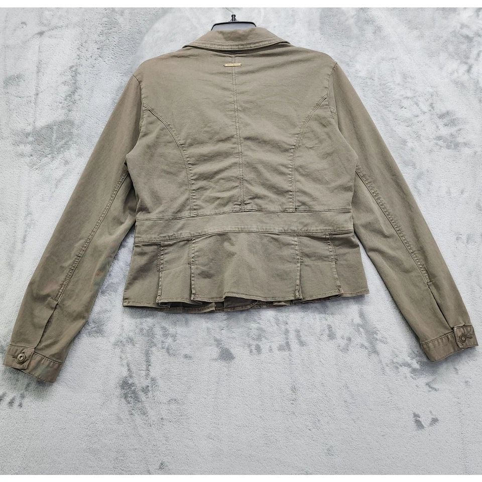 Jaqueta DKNY Petites Feminina L Exército Verde Militar Utilitário Botão Frontal Grunge Y2K - Imagem 4 de 4