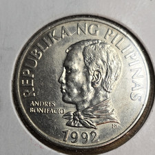 1992 Philippines 2 Piso Coin Andres Bonifacio Cocos Nucifera