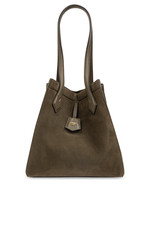 FENDI Origami Medium 2950 Green Suede Shoulder Bag New  Authentic