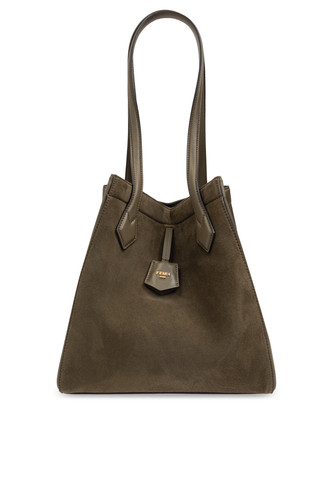 FENDI Origami Medium $2950 Green Suede Shoulder Bag New & Authentic