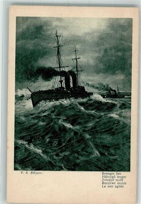 39795860 - sign. Ribano V.A. Bewegte See F.H. u. S. W. IX. Nr. 3011 Dampfer