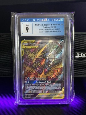 CGC Mint 9 Moltres & Zapdos & Articuno GX Stained Glass Pokemon