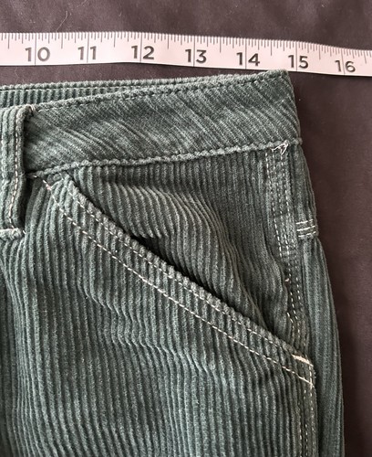 Pantalone Dickies ragazza verde velluto a coste falegname gamba dritta taglia 1/25 - Foto 4 di 11