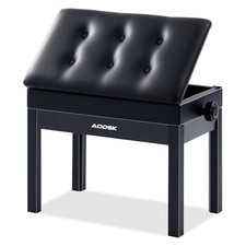 Adjustable Wooden Piano Bench with Padded Cushion and Storage with Sheet