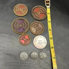 VTG 9 Pc Authentic Extra Large Buttons Mother of Pearl 2 & 4 Hole Flat Back￼