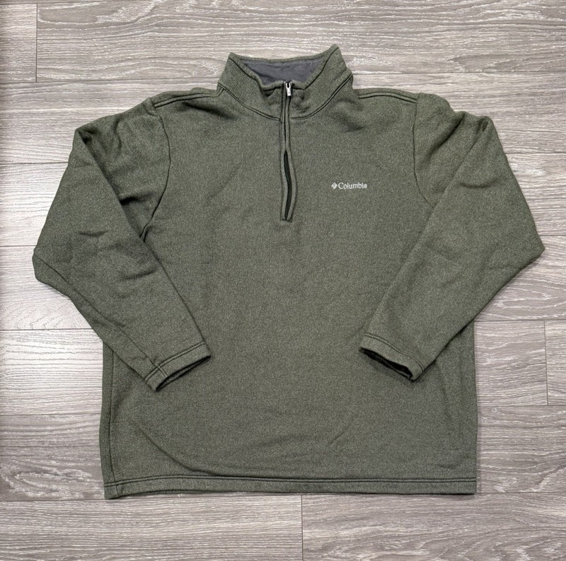 Columbia Men's Pullover Quarter Zip Sweater Sweatshirt Size XL Green