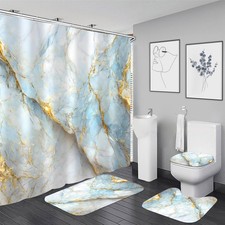 Nkzply 4 Pcs Blue Marble Shower Curtain 72"W x 72"L Pack of 4 , Light