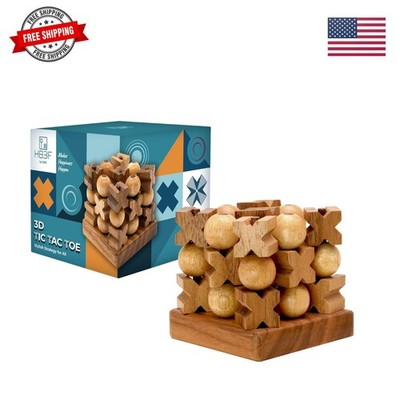 3D Wooden Tic Tac Toe Rustic Coffee Table Decor Unique Gifts for Special Occa...