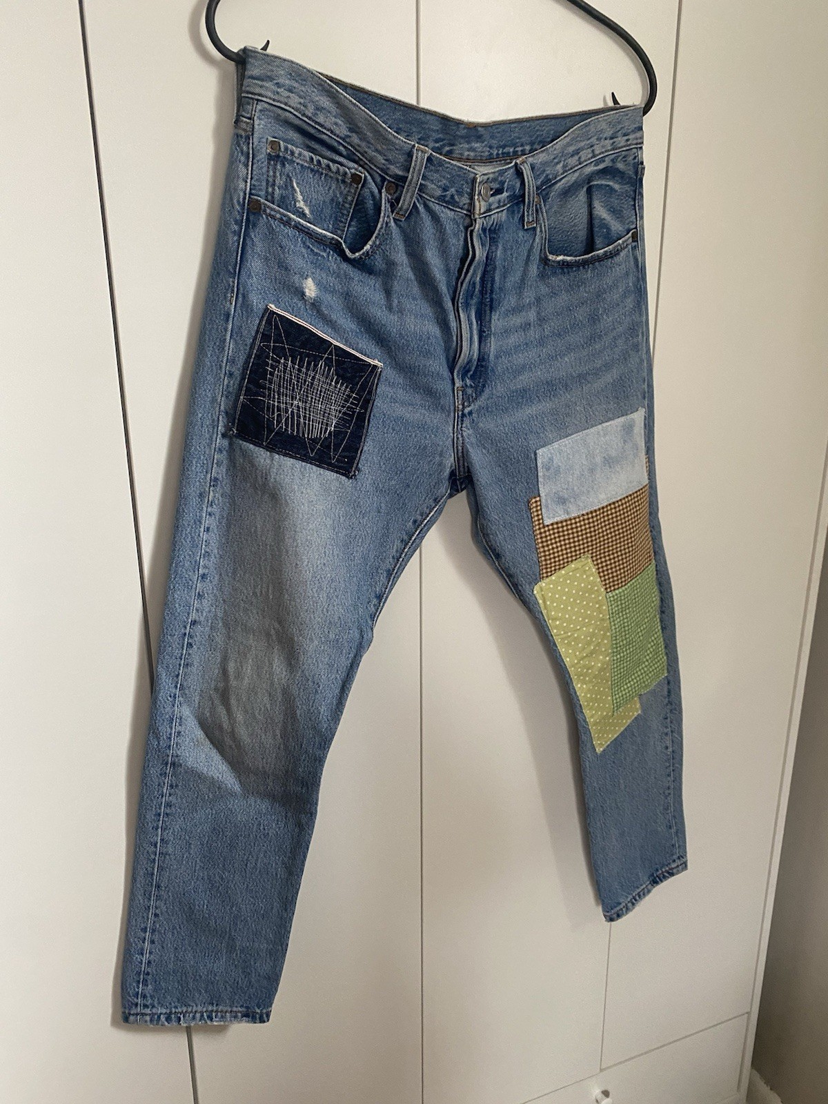 Levi's Premium Patchwork Distressed Straight Blue… - image 2