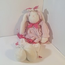 Peluche Dakin Bunny Rabbit 1993 vintage raro con vestido rosa y piernas flojas