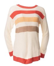 LuLaRoe Mariah Pullover Sweater - Cream With Stripes Ribbed Knit - 2XL