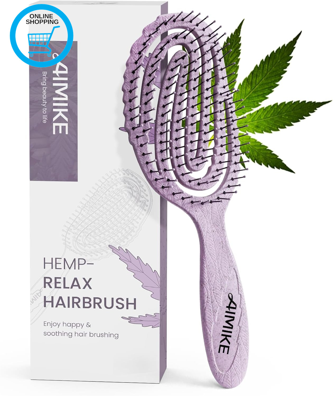 Detangle Hair Brush, Bio-Friendly Detangler Hair Brush for Thick Hair, Curved Ve