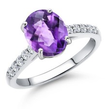 Gemstone Lab Grown Diamond Womens Engagement Wedding Ring 10K White Gold