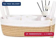 ABenkle Small Storage Basket for Toilet Tank Top - Jute Rope Woven Organizer wit