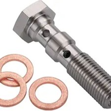 3/8 x 24 UNF Stainless Steel Double Banjo Bolt Brake Fitting Adapter 40mm Long w