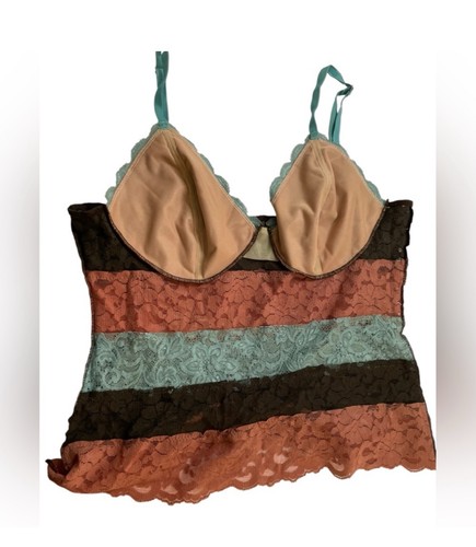 Papillon blanc Babydoll Y2K Tank Cami Top Taglia XL Marrone Acqua Pizzo Fairy Coquette - Foto 10 di 13