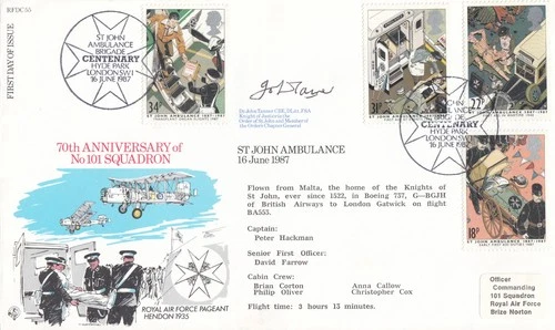St John Ambulance SIGNED FLOWNGB RFDC55 FDC Hyde Park 1987 CLEARANCE (151226)