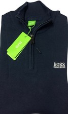 Image of HUGO BOSS LONG SLEEVE BRAND NEW EMBROIDERED LOGO QUARTER ZIP JUMPER