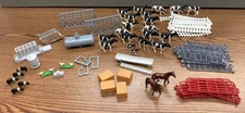 Vintage 90s ERTL Farm Country 74pc LOT Set Accessories Dairy Cows Fence Feeder