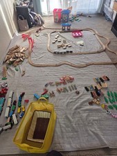 Brio Wooden Train Track Set with Electric Trains, Overpass, Bridge, Signal, Used